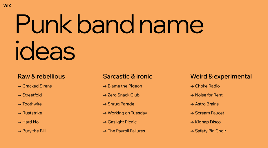 punk band name ideas