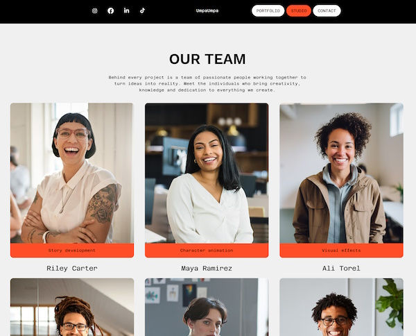 web design studio about page design