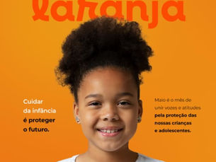 Cartaz com criança para conscientizar pelo Maio Laranja