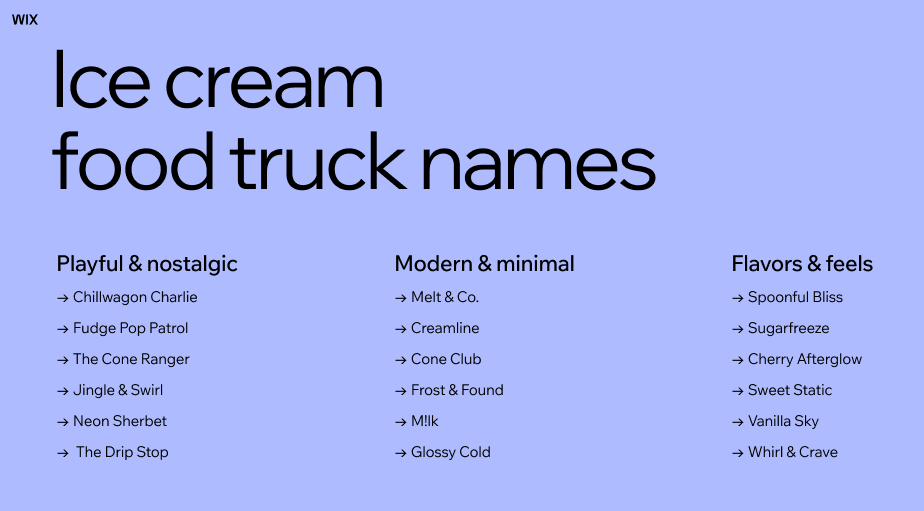 ice cream food truck names