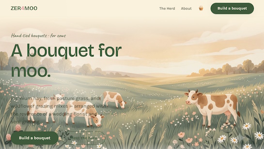 ZER4MOO whimsical bouquet ecommerce headless website