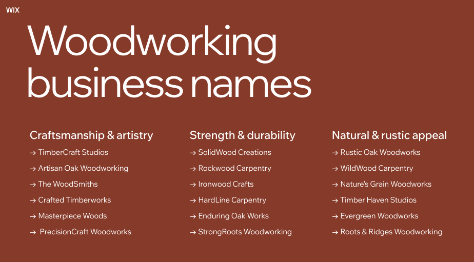 woodworking business names