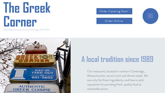 The Greek Corner website example