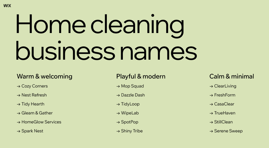 home cleaning business names