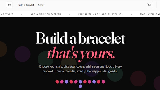 Anna's Charme custom bracelet configurator headless website