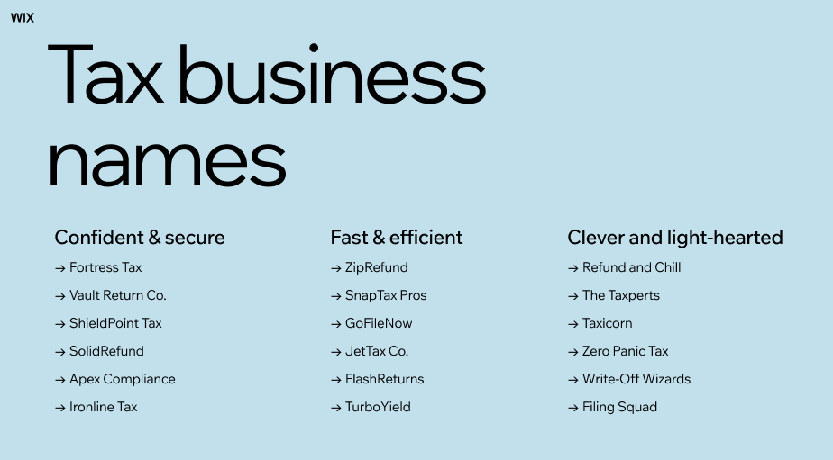 tax business names