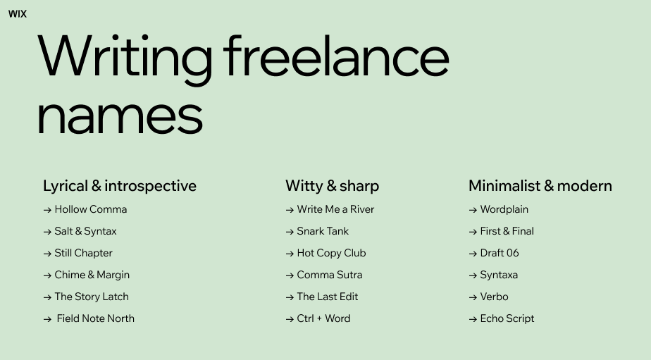 writting freelance names