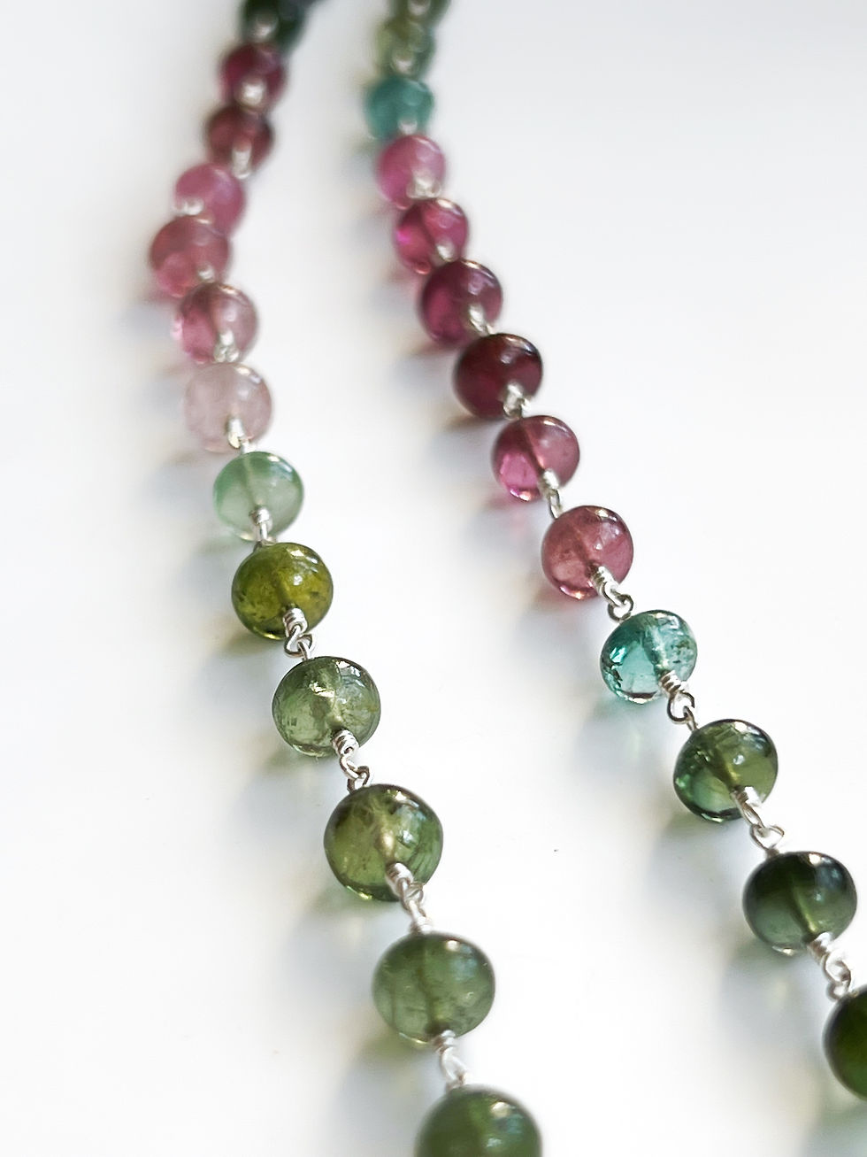 Thumbnail: Multicolor tourmaline necklace additional view.
