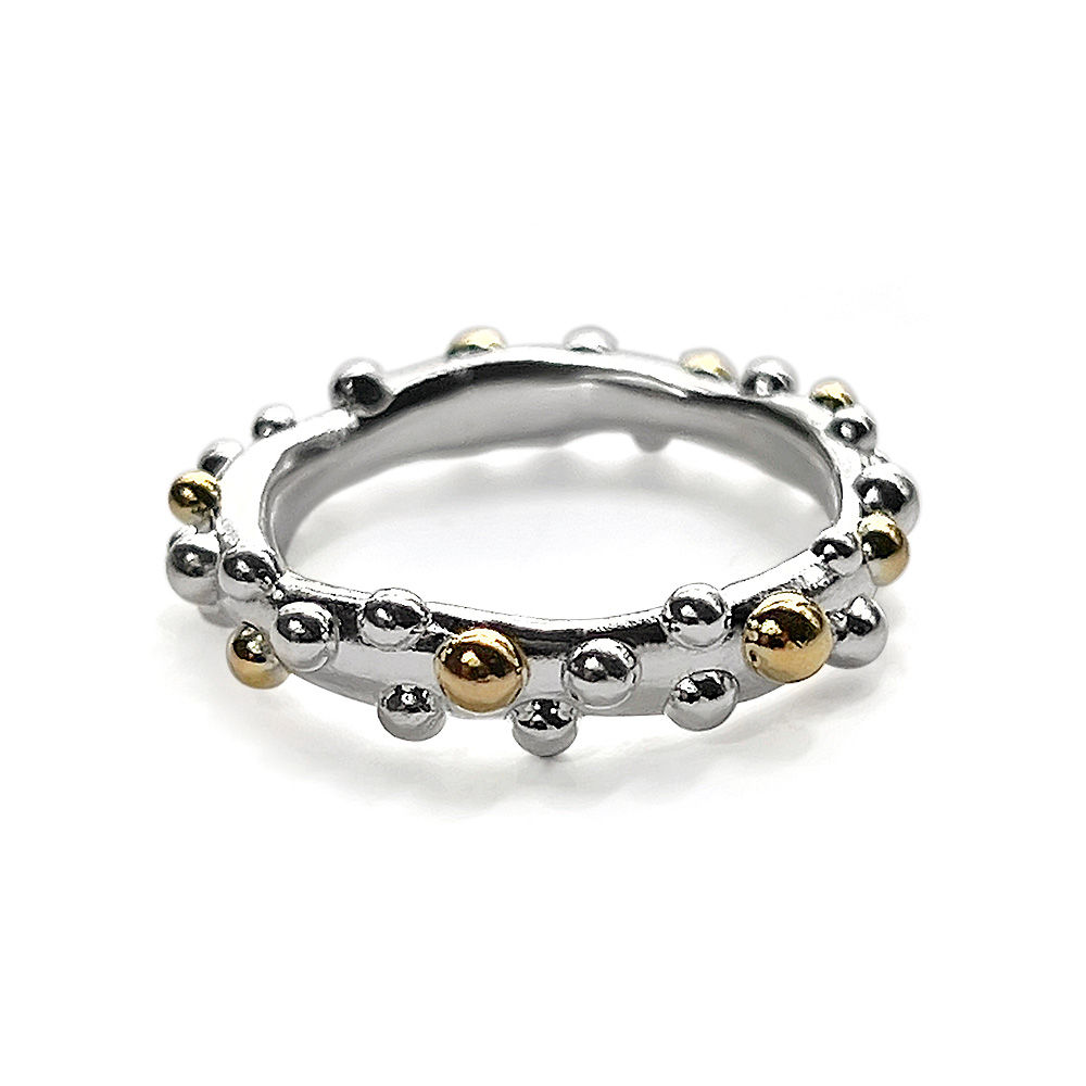 Silver ring "Bubbles Collection" with partial gilding