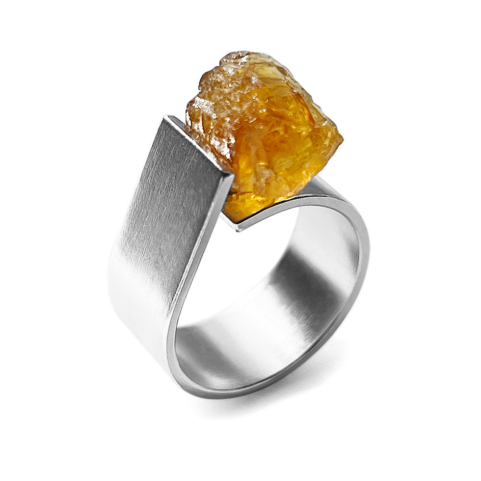 Thumbnail: Silver ring "Raw Collection" with citrine. Additional view.