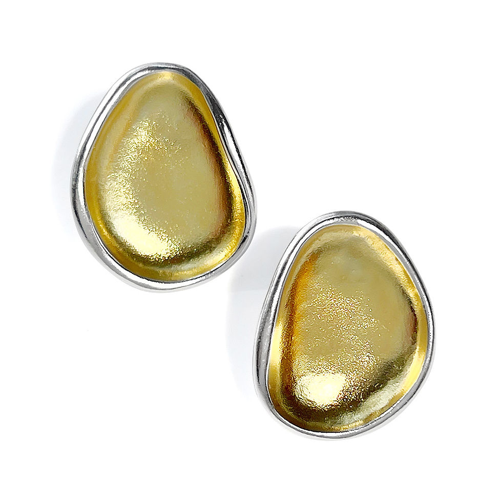 Thumbnail: Silver earrings "Pebbles" selectively gold plated.