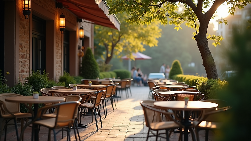 Eye-level view of an inviting outdoor seating area perfect for conversation