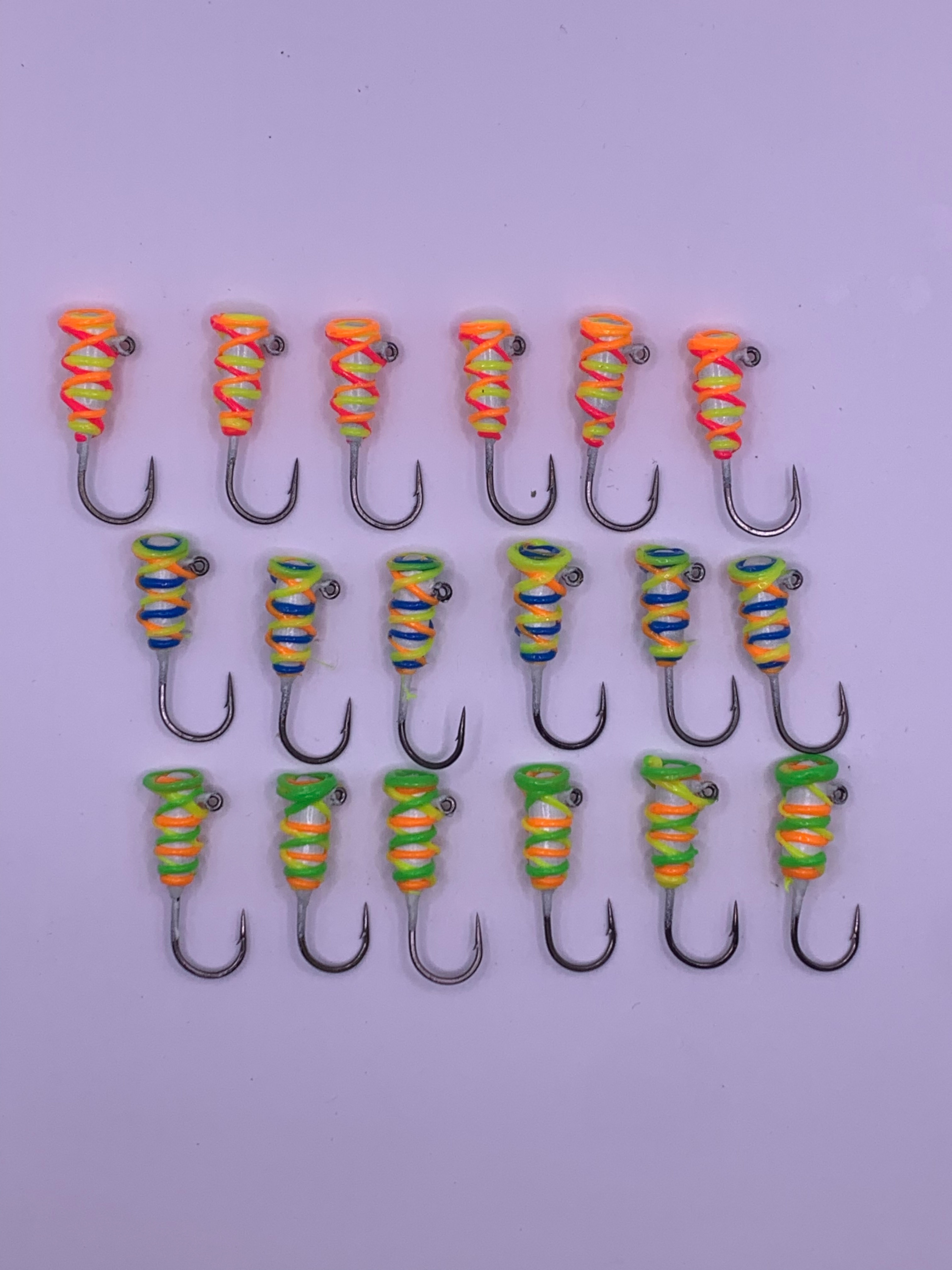 18 Pack Triple Color Jigs Size 6 2X Hook Glow