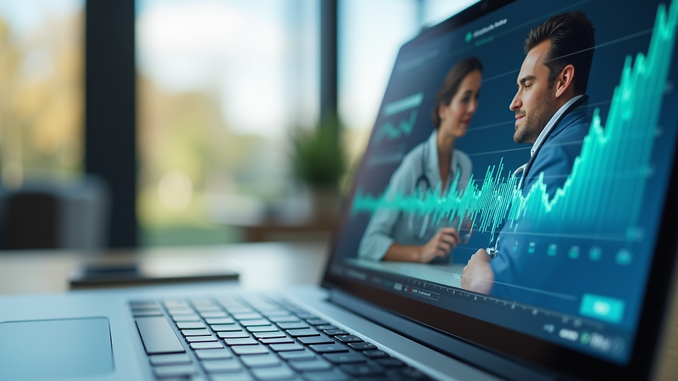 Close-up view of a laptop with a medical consultation screen
