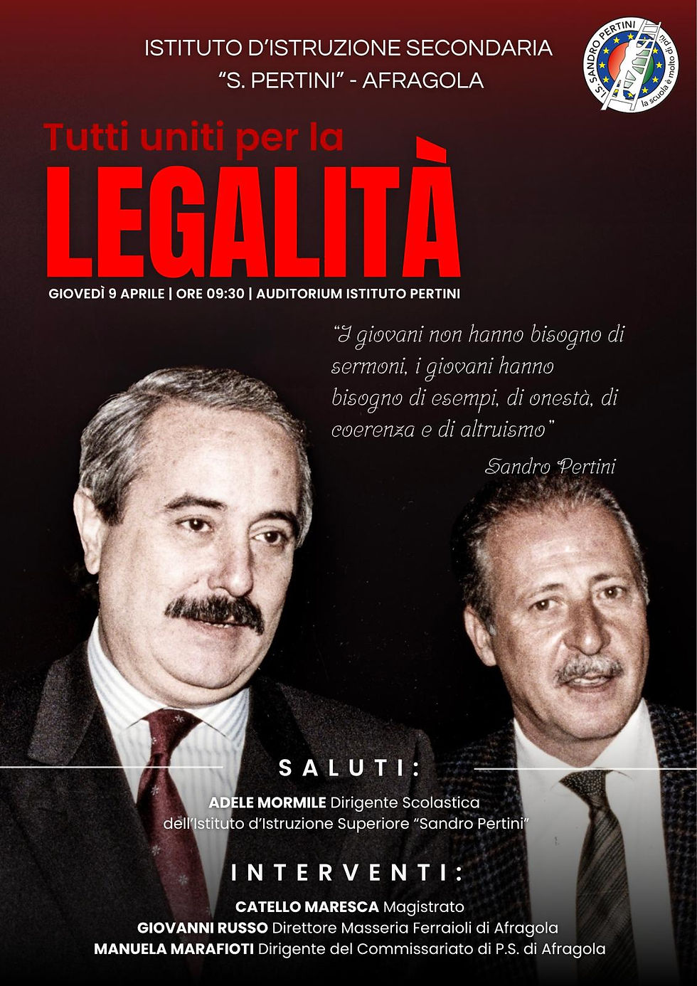 9 Aprile- Tutti uniti per la legalità con il Magistrato Catello Maresca