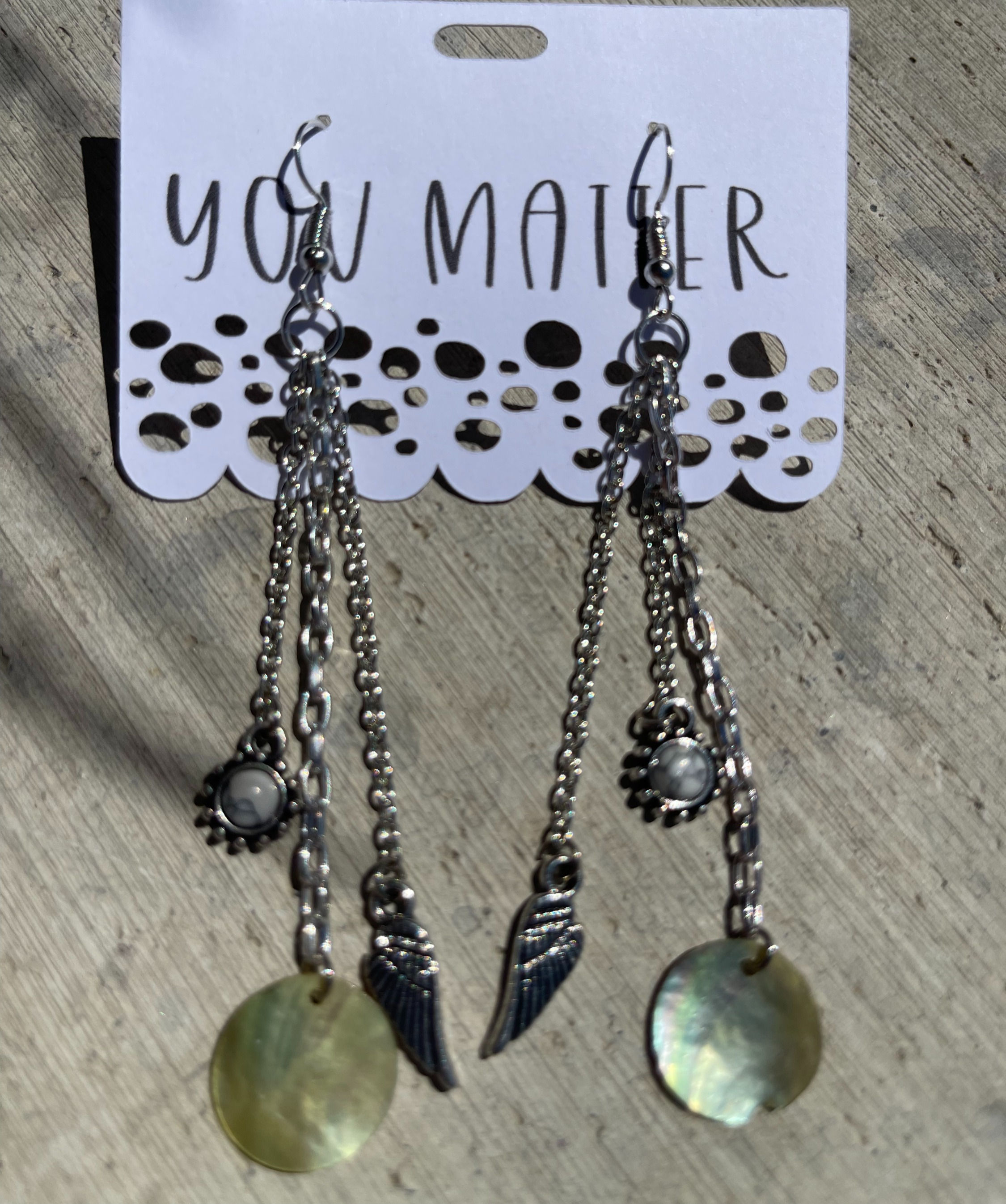 Green Angel wing earrings