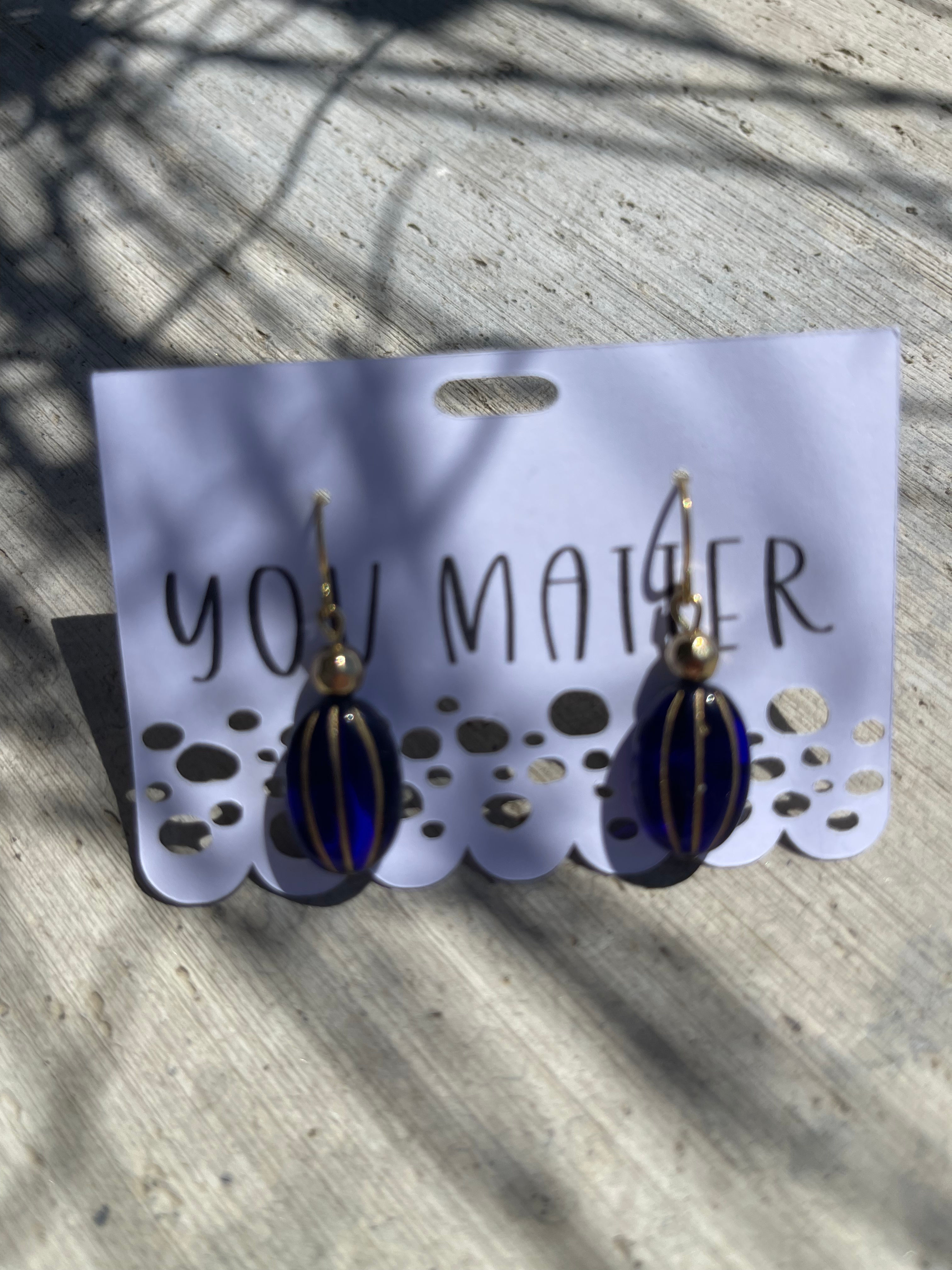Royal blue and gold earrings