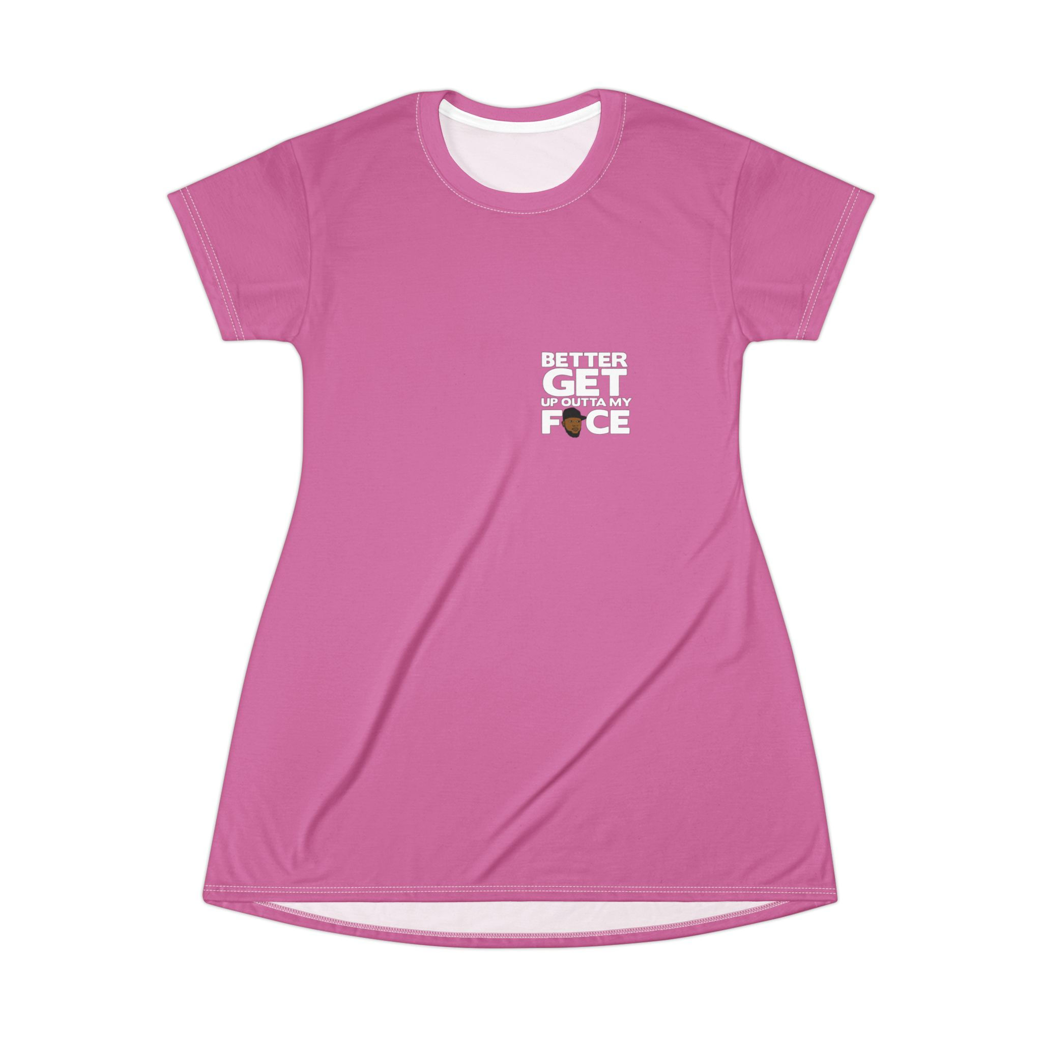 Better Get Coffee Face T-Shirt Dress — Cute Pink Graphic Tee Dress