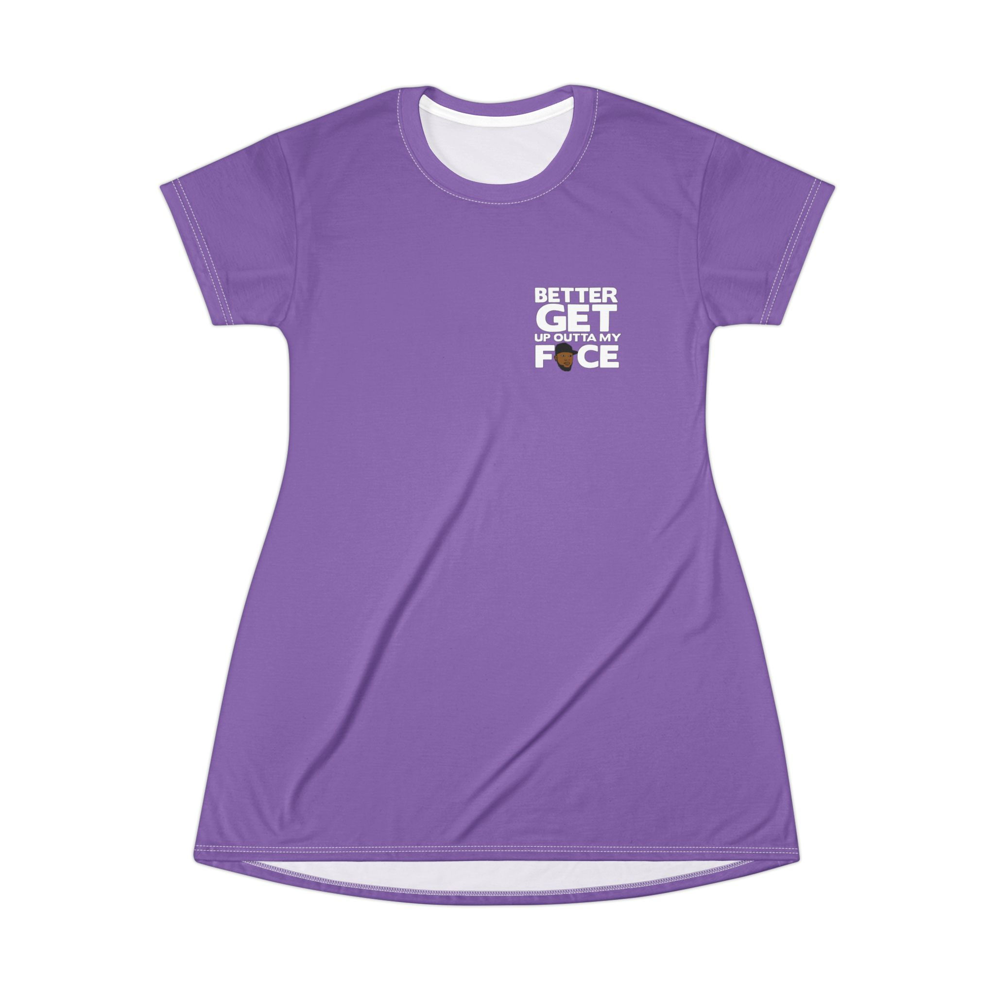 Better Get Coffee Face T-Shirt Dress — Cute Purple Graphic Tee Dress
