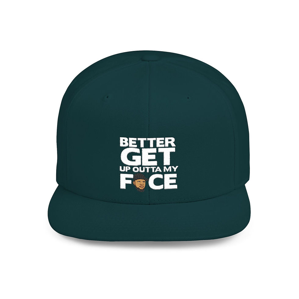 Thumbnail: Flat Bill Snapback Hat — "Better Get Yo' Tummy Face" Graphic Cap