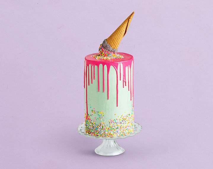 Decorated Birthday Cake with Ice Cream C