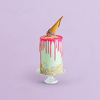 Decorated Birthday Cake with Ice Cream Cone