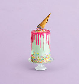 Decorated Birthday Cake with Ice Cream C