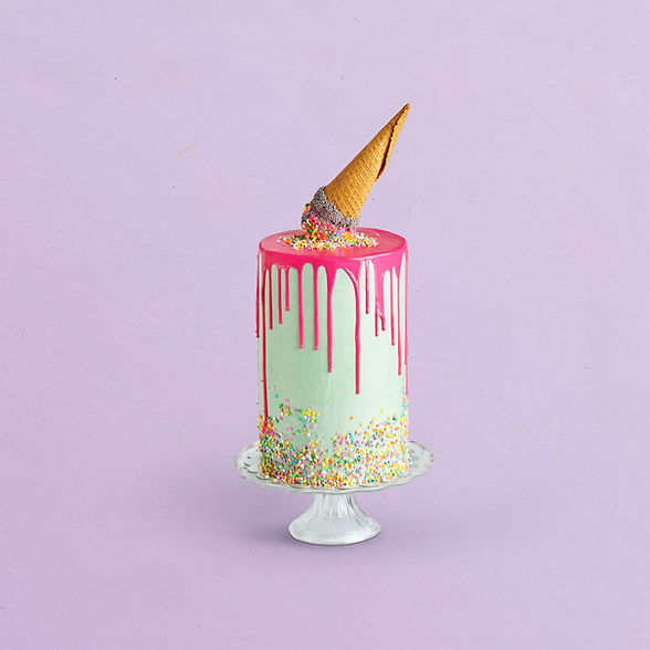 Decorated Birthday Cake with Ice Cream C