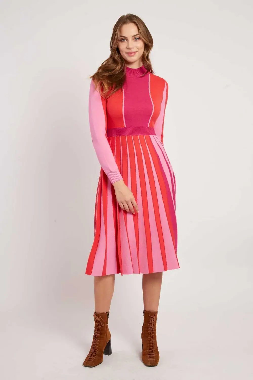 Pink Knit Midi Dress