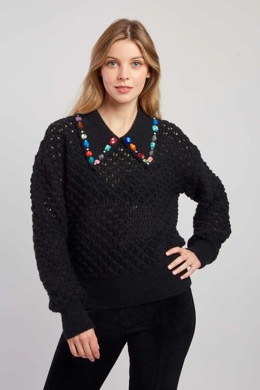 Bejewelled Collar Cardigan