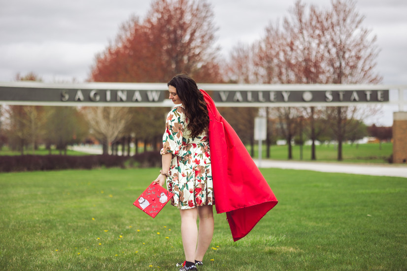 Saginaw Valley State University SVSU Graduate Photos - Main Entrance