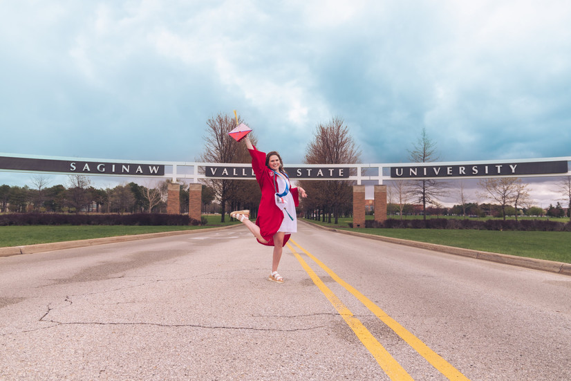 Saginaw Valley State University SVSU Graduate Photos - Main Entrance