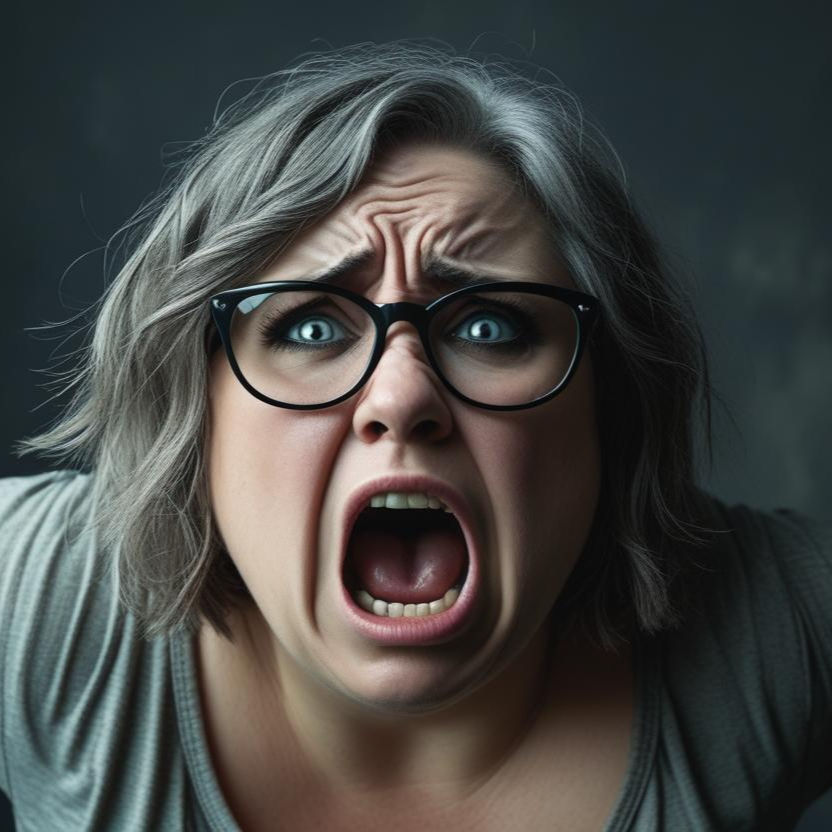 Illustration of a woman screaming into the void.