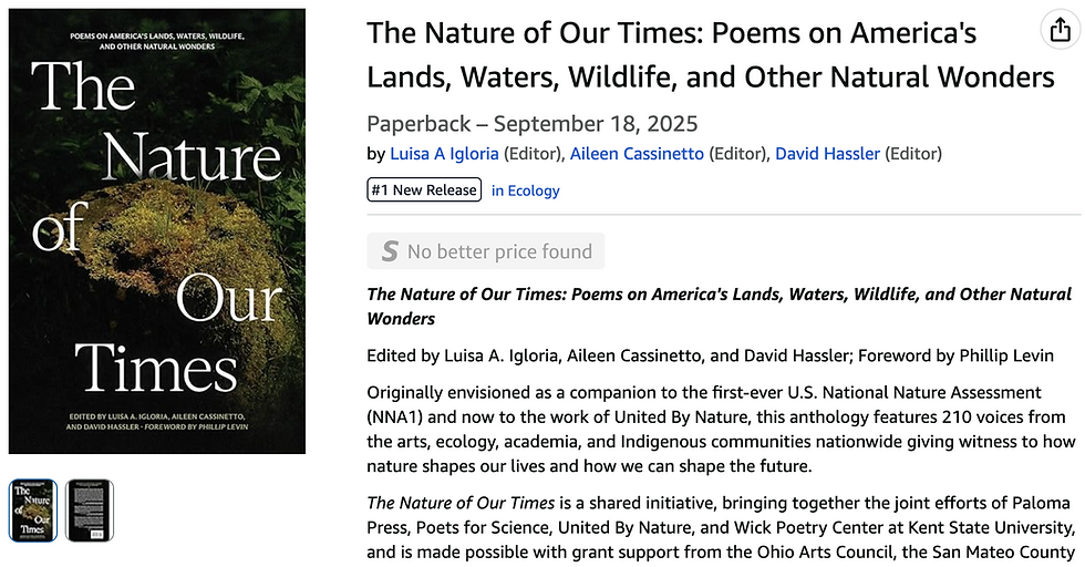 The Nature of Our Times #1 in Ecology New Releases on Amazon!