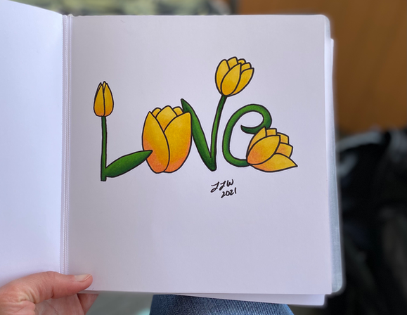 Yellow Tulips Drawing Alcohol Markers, Laura Wootton Artwork