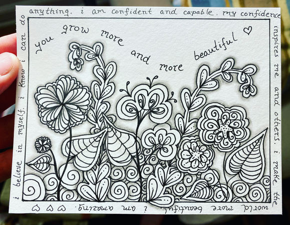 Zentangle Art Affirmation Card, Laura Wootton Artwork