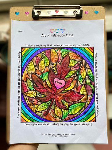Living Love Worksheet Example, Finished Fall Leaves