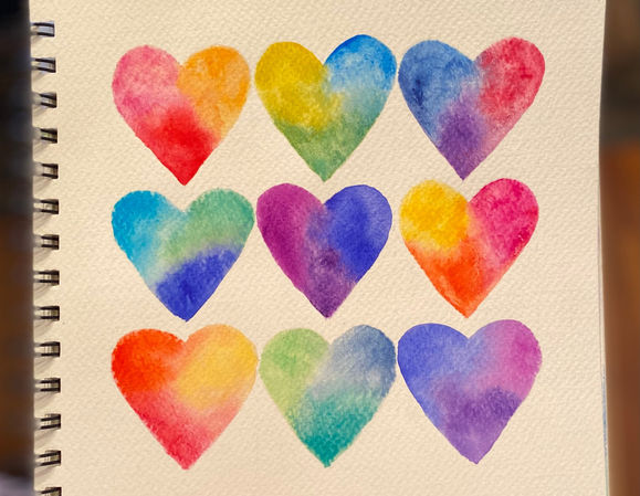 Watercolor Hearts, Laura Wootton Artwork