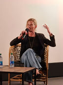 Gretchen Mol conducting a conversation after our screeing of PALM TREES AND POWER LINES