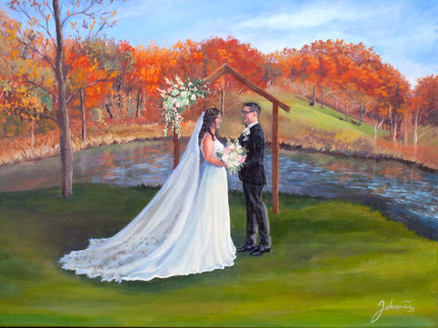 apple orchard fall wedding painting