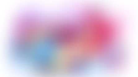 Man holding megaphone emerges from laptop screen, surrounded by chat icons. Another person types on a laptop. Vivid, colorful backdrop.