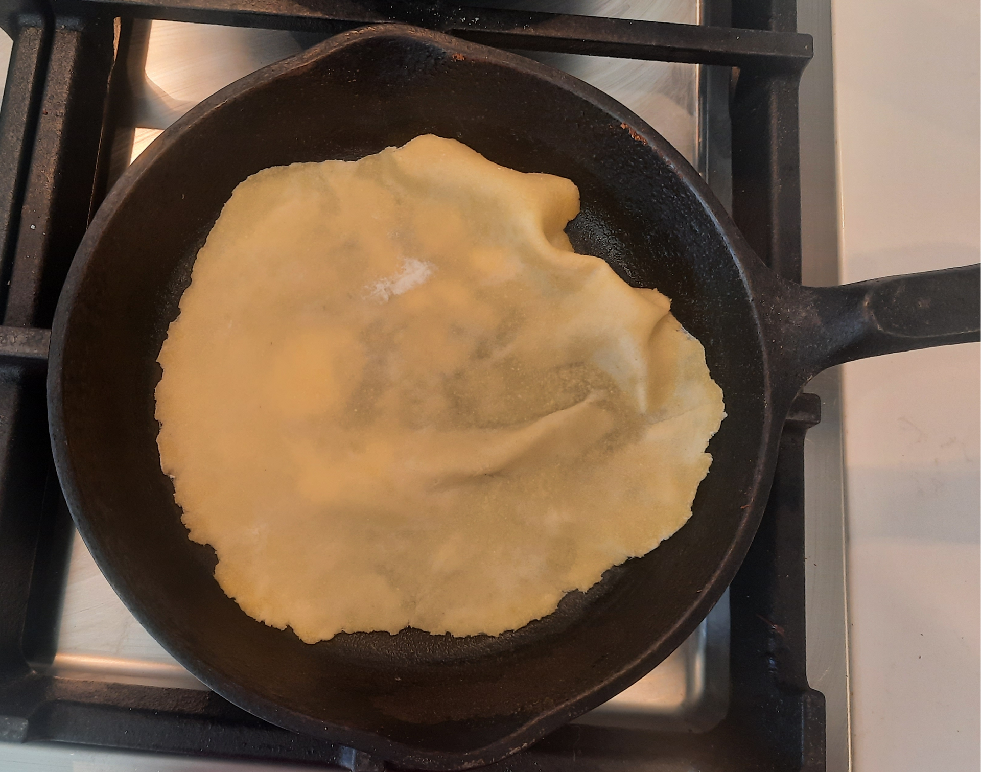 cook in a hot skillet for 45 seconds until it begins to brwon