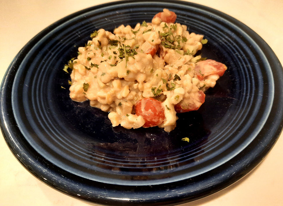 Farro Salad with bacon and grape tomatoes.