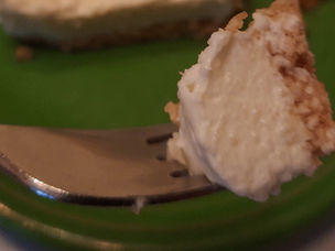 Bavarian )t) cheese cake with quionoa no-bake crust.