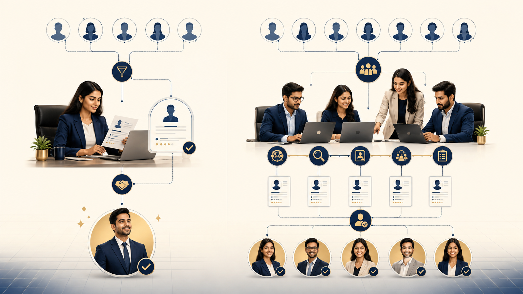 Visual comparison of permanent staffing and a scalable RPO recruitment delivery team