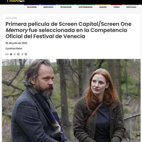 Primera película de Screen Capital/Screen One Memory fue seleccionada en la competencia oficial del Festival de Venecia