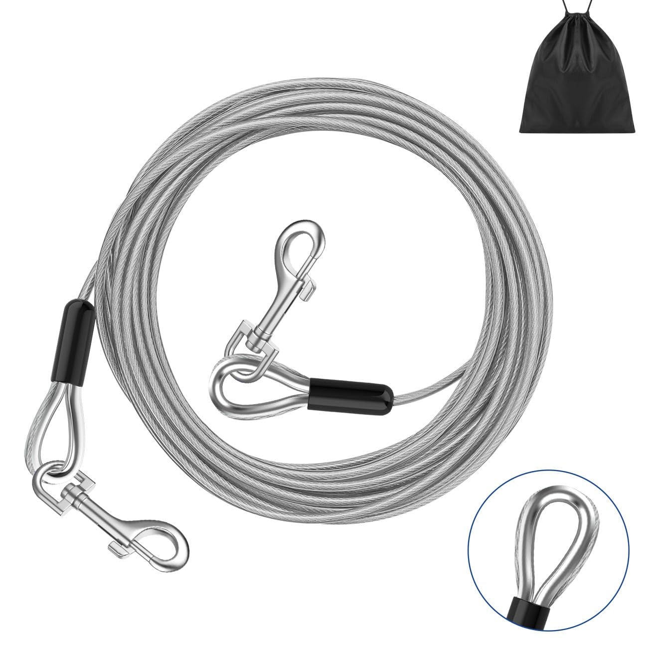 Pawaboo Dog Tie Out Cable 10ft Dog Runner Cable Dog Leads for Small to Large Dog