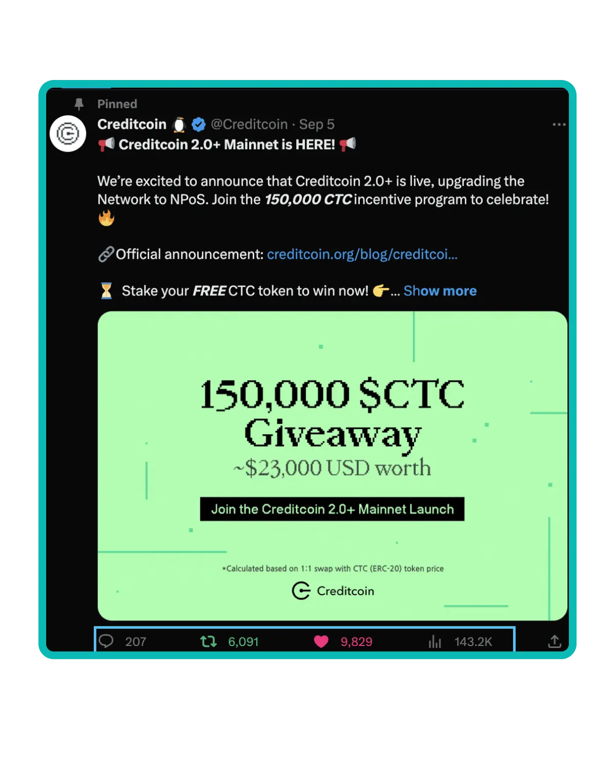 a screenshot of a twitter post with 9000 likes