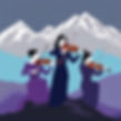 mountains , 3 stick female violinists , black _ blue _ grey _ purple.jpg