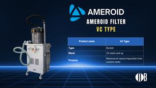 Ameroid Bucket-Type Coolant Vacuum Cleaner VC2 removing chips from a coolant tank